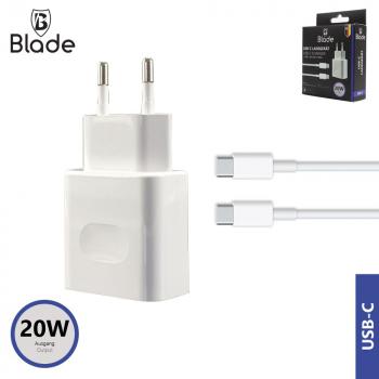 Blade 20W PD USB- C Netzteil mit USB-C kabel - Weiss